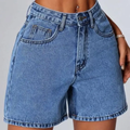Short Feminino Mom Jeans Cintura Alta com Bolso