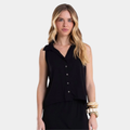 Blusa Feminina Lisa Sem Manga Decote V