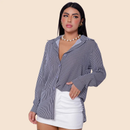 Camisa Feminina Social Clássica Listrada com Botões