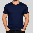 Camisa Masculina Básica de Algodão Azul