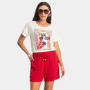 Short Feminino em Linho Vermelho