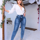 Calça Feminina Jeans Rena Cintura Alta Com Elastano