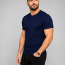 Camisa Masculina Básica de Algodão Azul