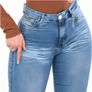 Calça Jeans Flare Feminina Cintura Alta com Elastano