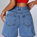 Short Feminino Mom Jeans Cintura Alta com Bolso