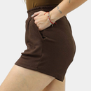 Short Feminino Casual Canelado Marrom