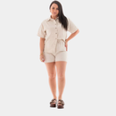 Short Feminino em Linho Bege