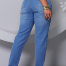 Calça Feminina Mom Jeans Cós Alto com Pregas
