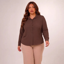 Camisa Social Plus Size Feminina com Botões Manga Longa