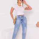 Calça Feminina Jeans Jen Cintura Alta Com Elastano