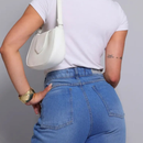 Calça Feminina Mom Jeans Cós Alto com Pregas