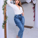 Calça Feminina Jeans Rena Cintura Alta Com Elastano