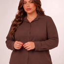 Camisa Social Plus Size Feminina com Botões Manga Longa