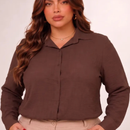 Camisa Social Plus Size Feminina com Botões Manga Longa