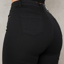 Calça Feminina Jeans Preta Cintura Alta Com Elastano