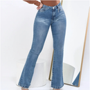 Calça Jeans Flare Feminina Cintura Alta com Elastano