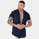 Camisa Masculina Praiana Azul Marinho